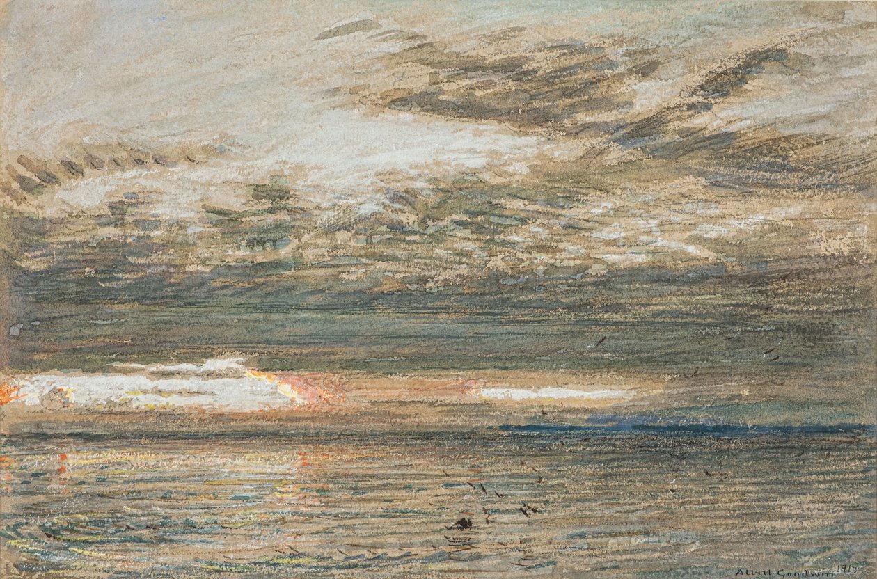 Solnedgång över havet av Albert Goodwin