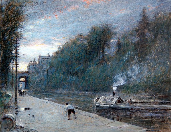 The Canal, Chichester (penna och bläck med akvarell och kroppsfärg på papper) av Albert Goodwin