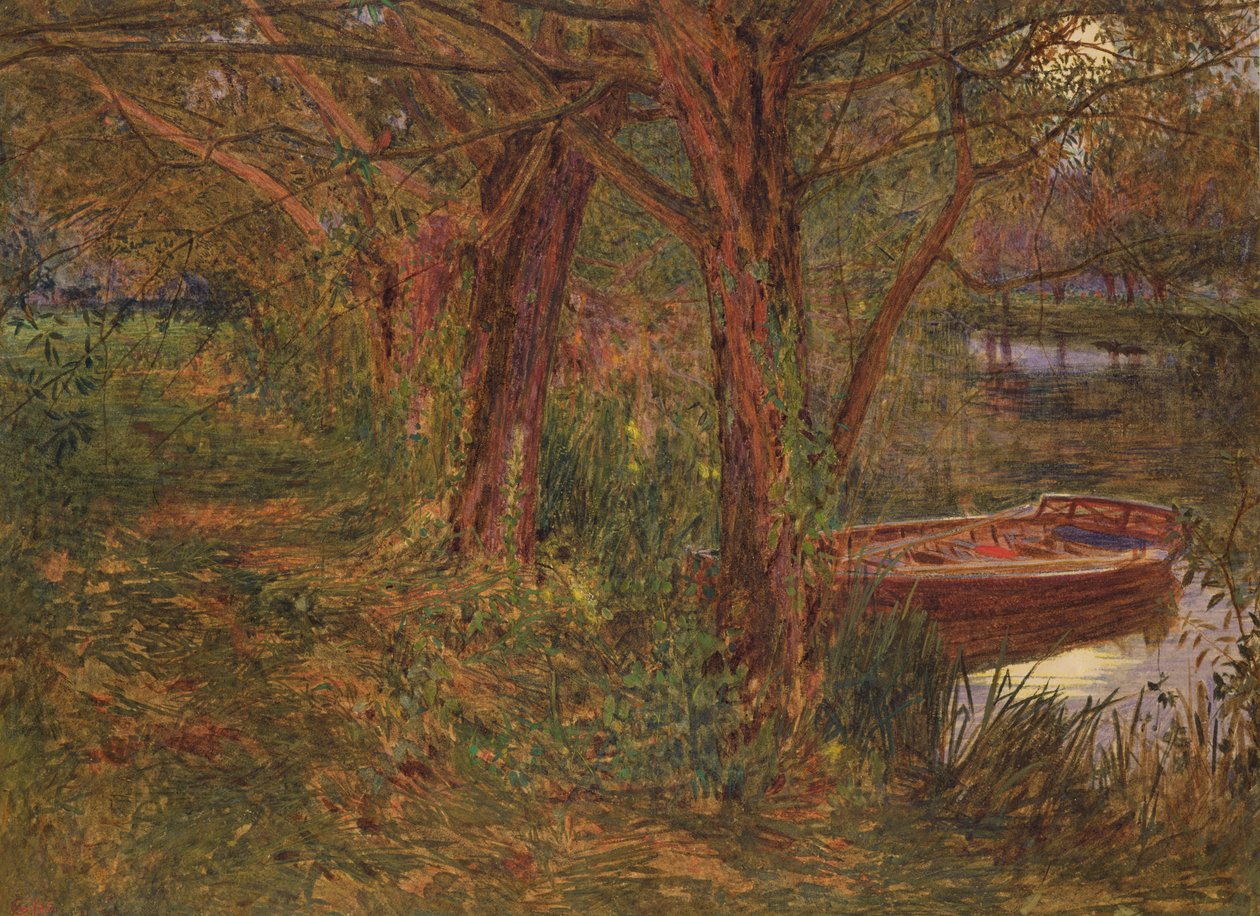 The River at Dusk (wc med kroppsfärg på papper) av Albert Goodwin