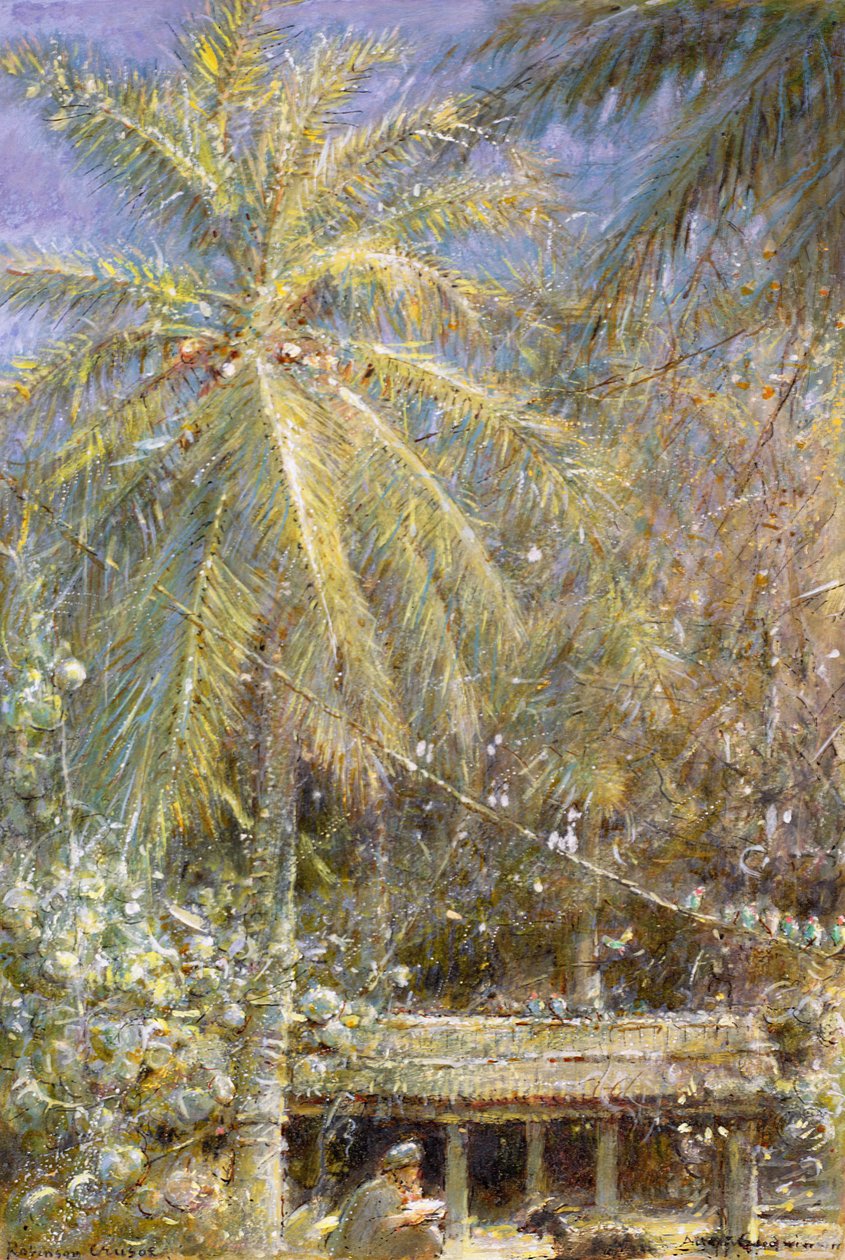 Historien om skeppsbrottet från Robinson Crusoe av Albert Goodwin