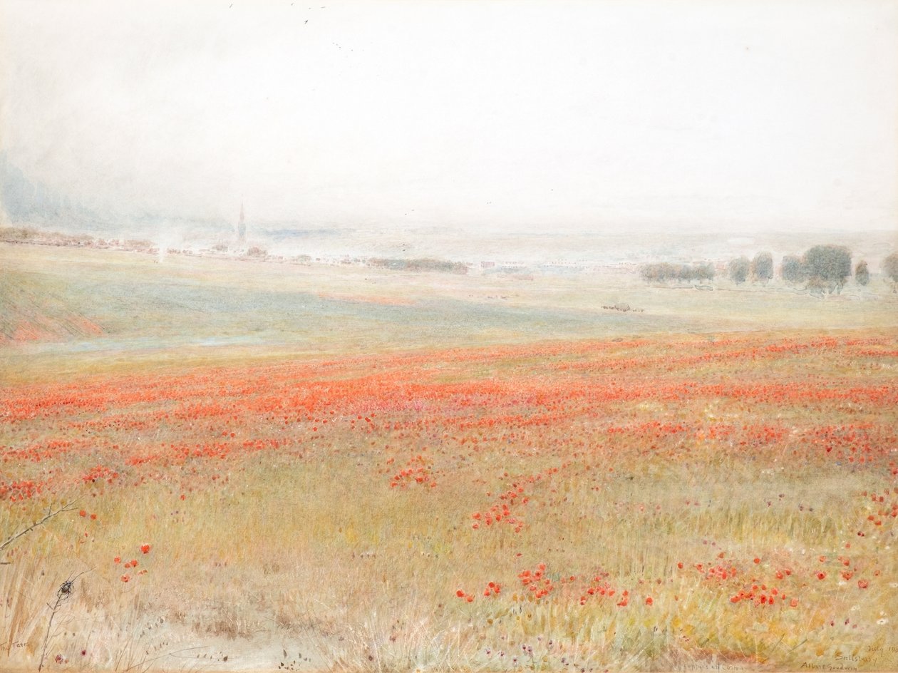 Tårarna. Vallmo i majs. Salisbury av Albert Goodwin