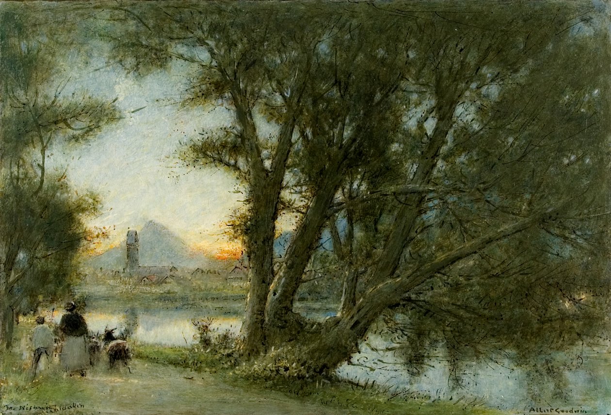 The Village of…, c.1860-c.1932 (olja, penna och bläck ombord) av Albert Goodwin