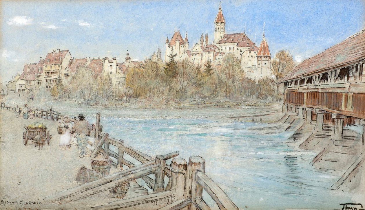 Thun (akvarell med bläck och kroppsfärg på tonat papper) av Albert Goodwin