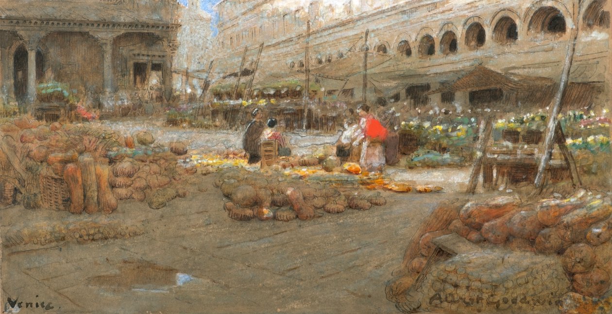 Venedig (akvarell och bodycolour på tonat papper) av Albert Goodwin