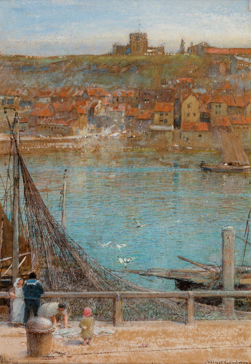 Whitby, odaterad (akvarell, gouache på papper) av Albert Goodwin