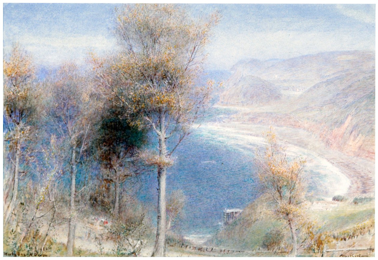 "Woody Bay, Devon", 1905. av Albert Goodwin