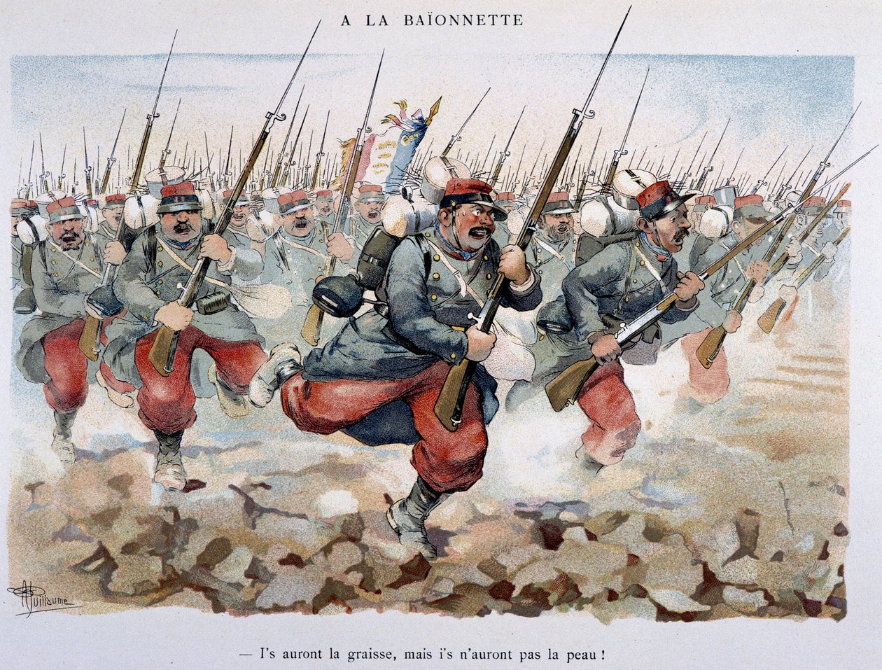A la bajonett - i "" Album militaire "" av Albert Guillaume (1873-1942), cirka 1900 av Albert Guillaume