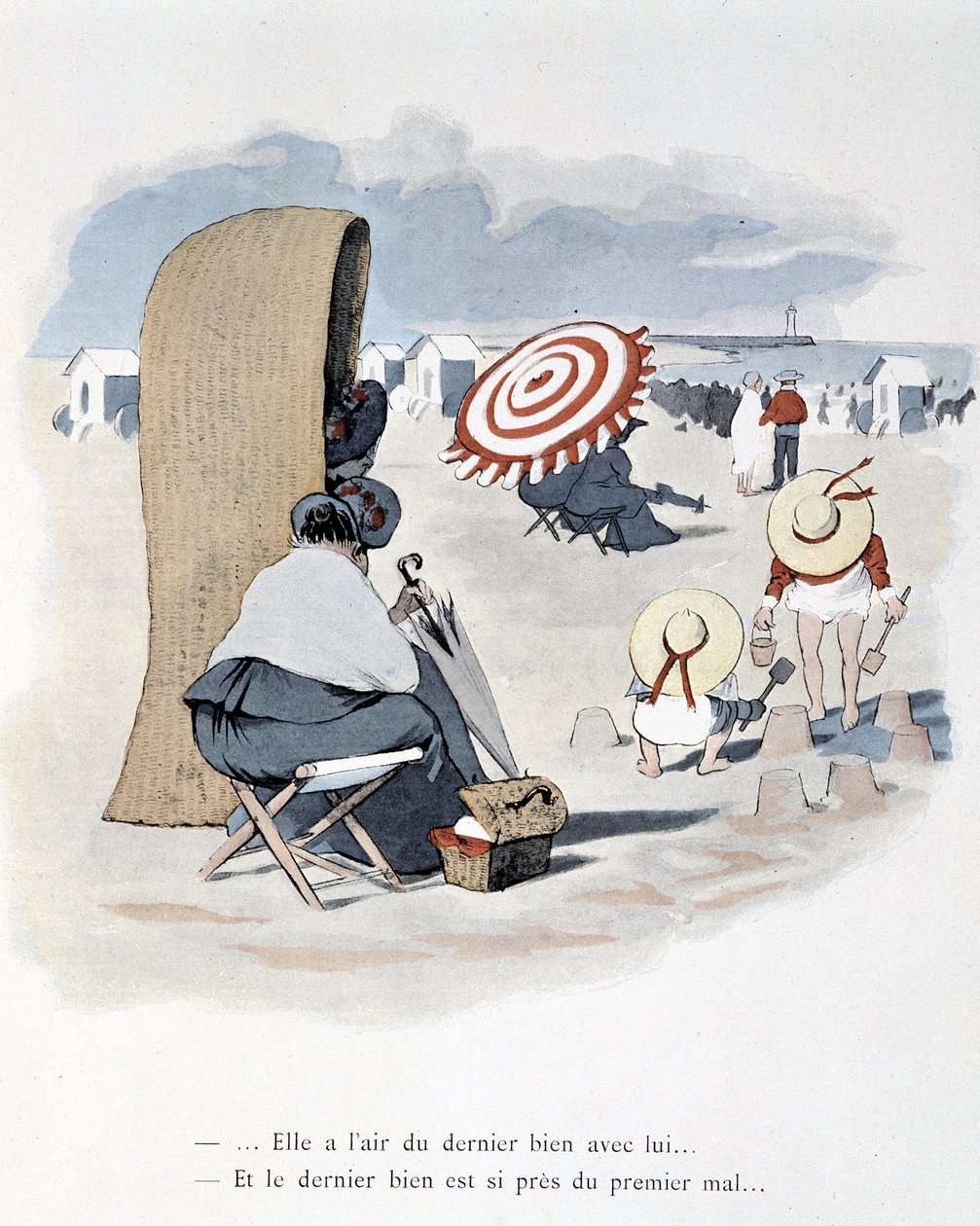 Strandscen i "Etoile de mer". A. Guillaume. Editions Simonis Empis, Paris av Albert Guillaume