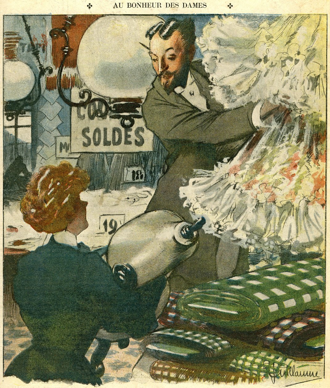 Illustration för tidskriften "Le Rire" 15 december 1906 (tryck) av Albert Guillaume