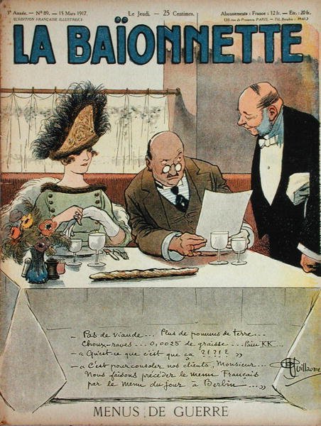 Menus de Guerre, från La Baionnette, 15 mars 1917 av Albert Guillaume