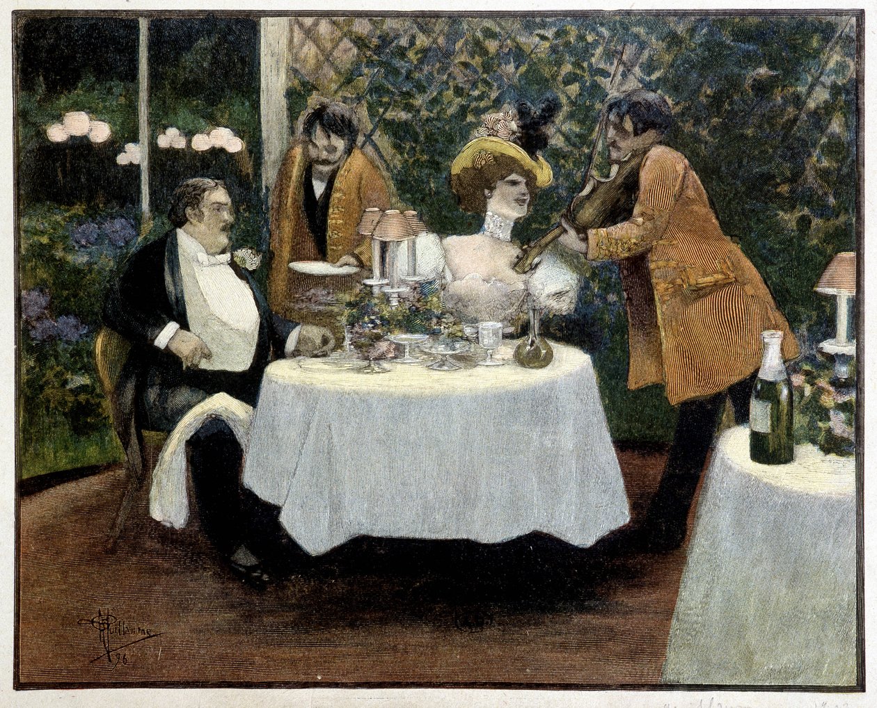 Restaurang, teckning av Guillaume av Albert Guillaume