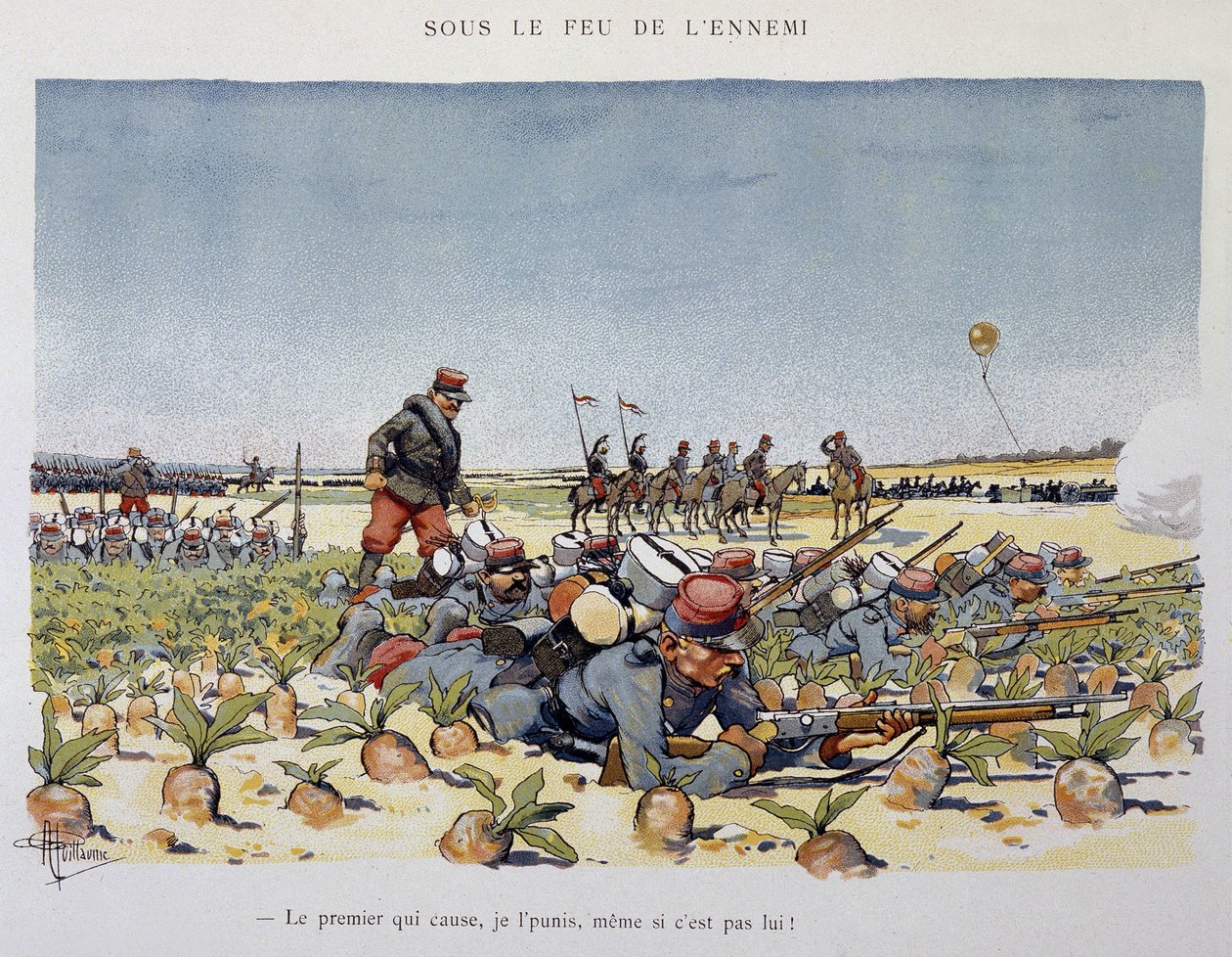 Under fiendens eld - Armeen sett av A. guillaume, cirka 1900 av Albert Guillaume
