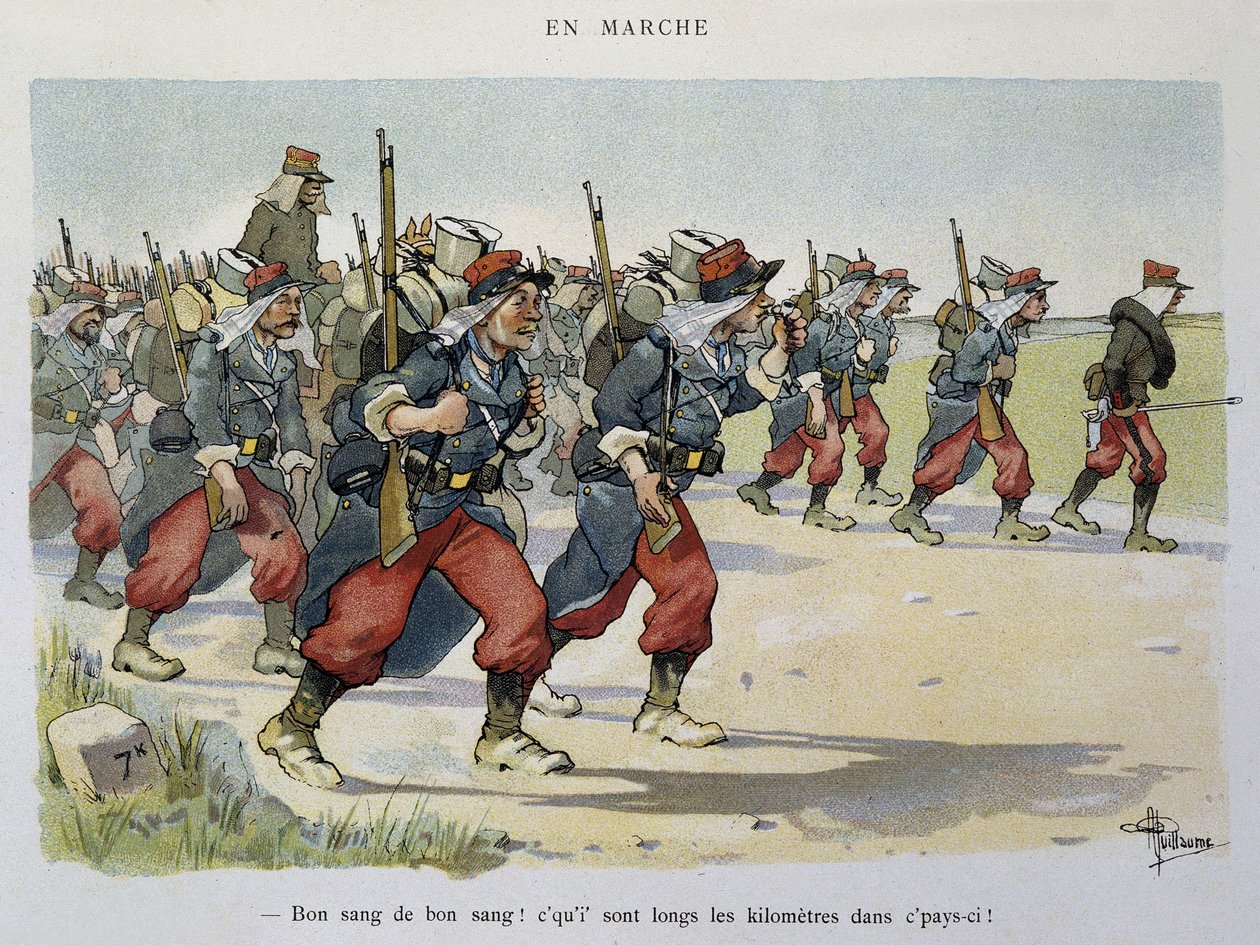 Walking - The Armee sedd av Albert Guillaume (1873-1942), cirka 1900 av Albert Guillaume