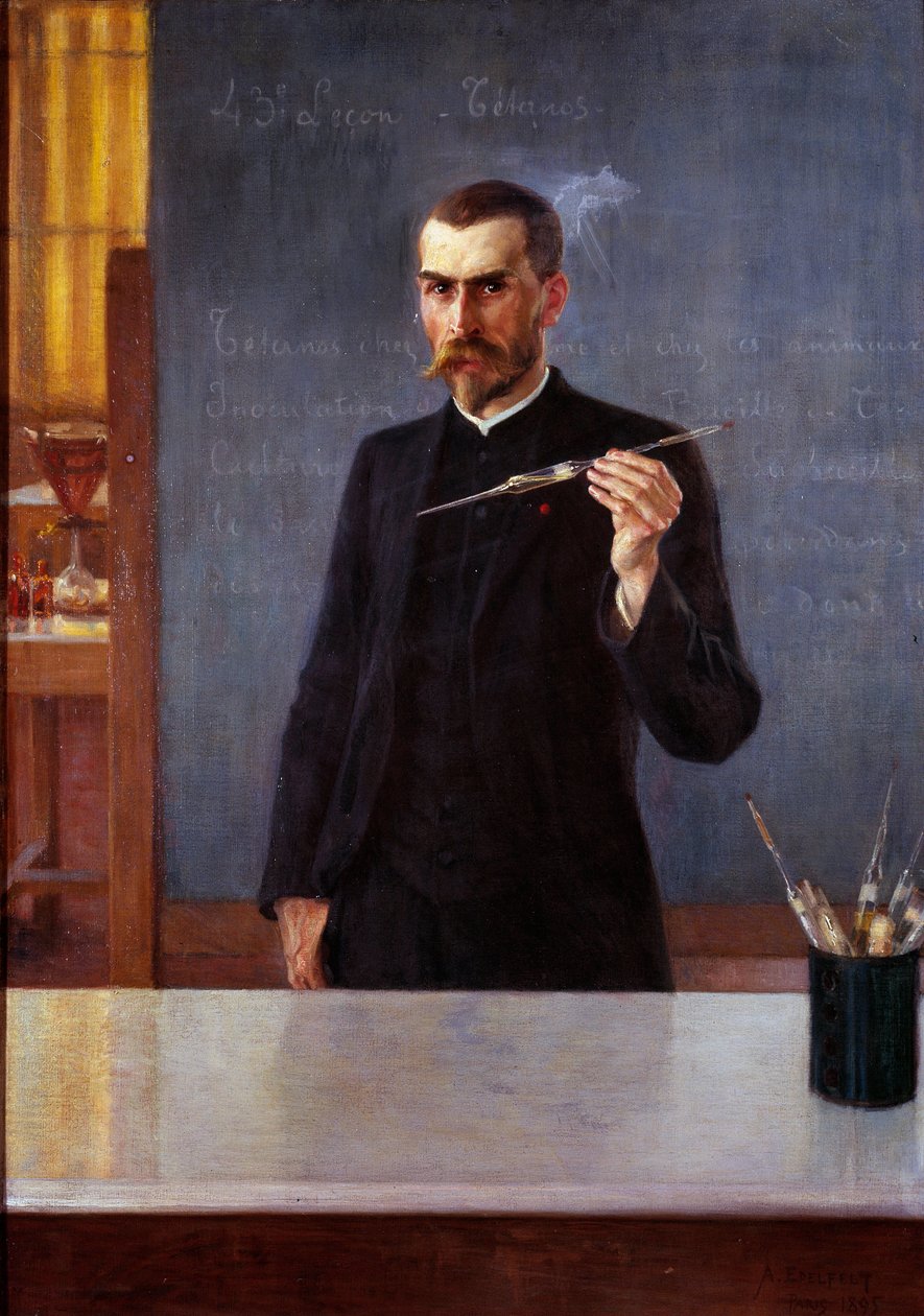 Porträtt av doktor Emile Roux, assistent till Louis Pasteur 1894 Målning av Albert Edelfelt (1854-1905) (ec.fin.) 1894 Paris, musée Pasteur - Porträtt av doktor Emile Roux, Louis Pasteurs assistent, 1894. Målning av Albert Edelfelt (1854-1905) (finska av Albert Gustaf Aristides Edelfelt