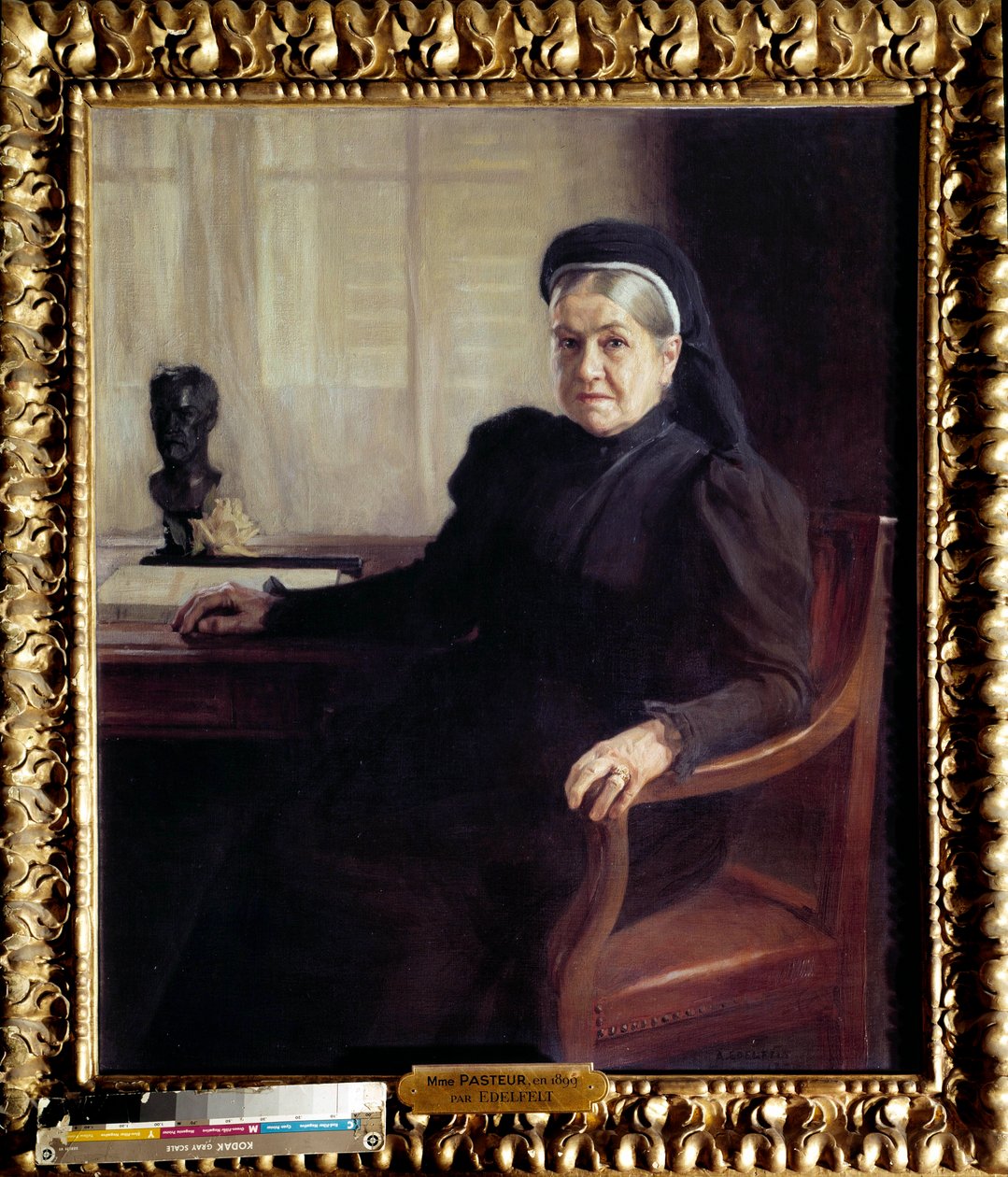 Porträtt av Madame Pasteur (1854-1905), änka efter den franske läkaren Louis Pasteur (1822-1895) 1899” Målning av Albert Edelfelt (1854-1905) 1899 Paris, Musee Pasteur - Porträtt av Madame Pasteur 4-190855, (19085) av den franske läkaren Louis Pasteur (182 av Albert Gustaf Aristides Edelfelt