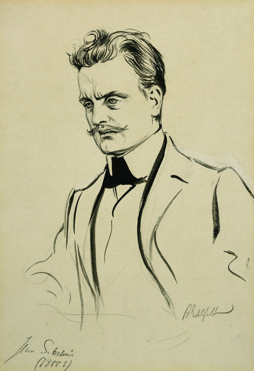 Porträtt av kompositören Jean Sibelius, liten halvlängd, av Albert Gustaf Aristides Edelfelt