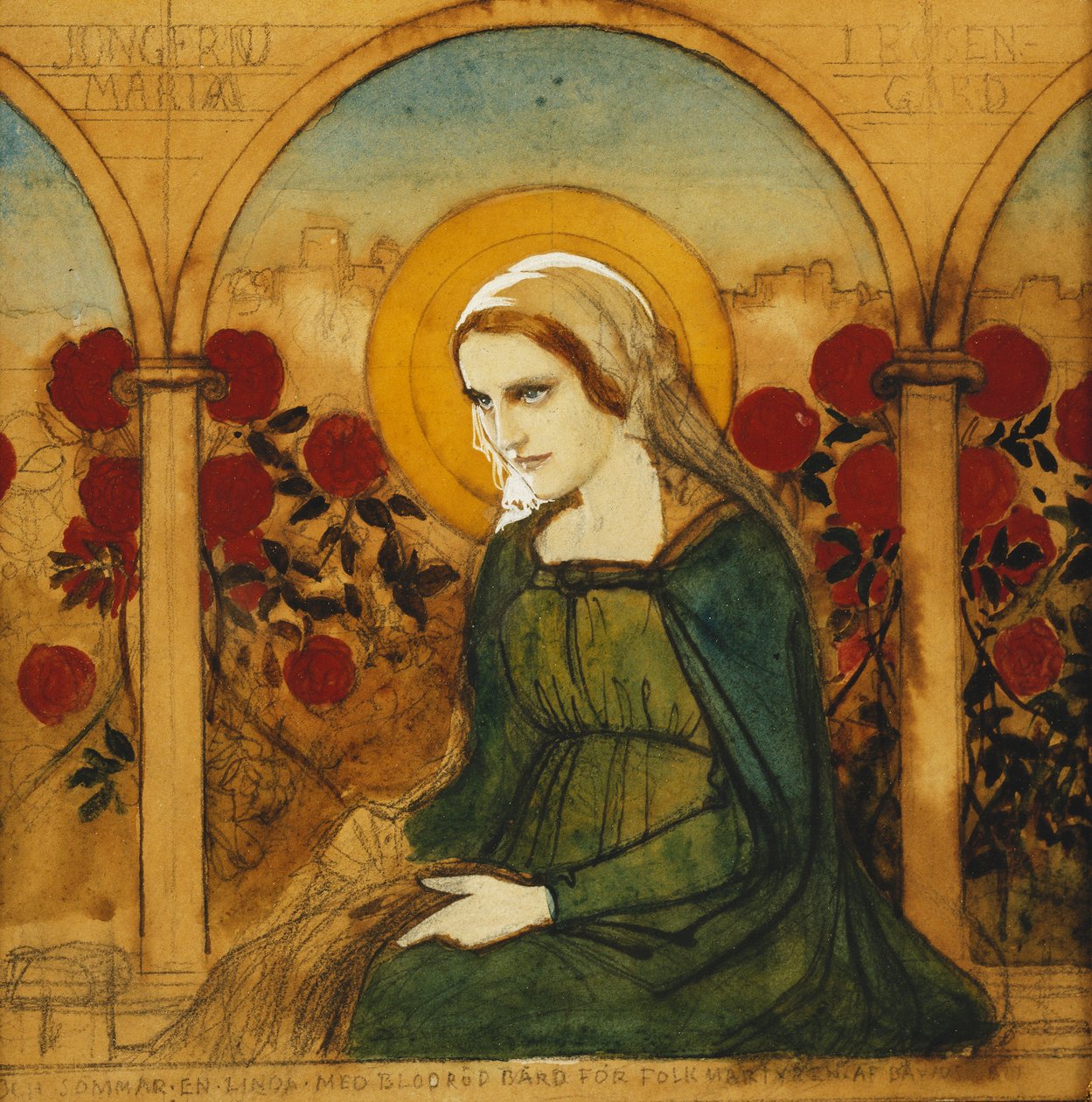 Jungfru Maria i Rosenträdgården; Jungfru Maria i Rosengård, av Albert Gustaf Aristides Edelfelt