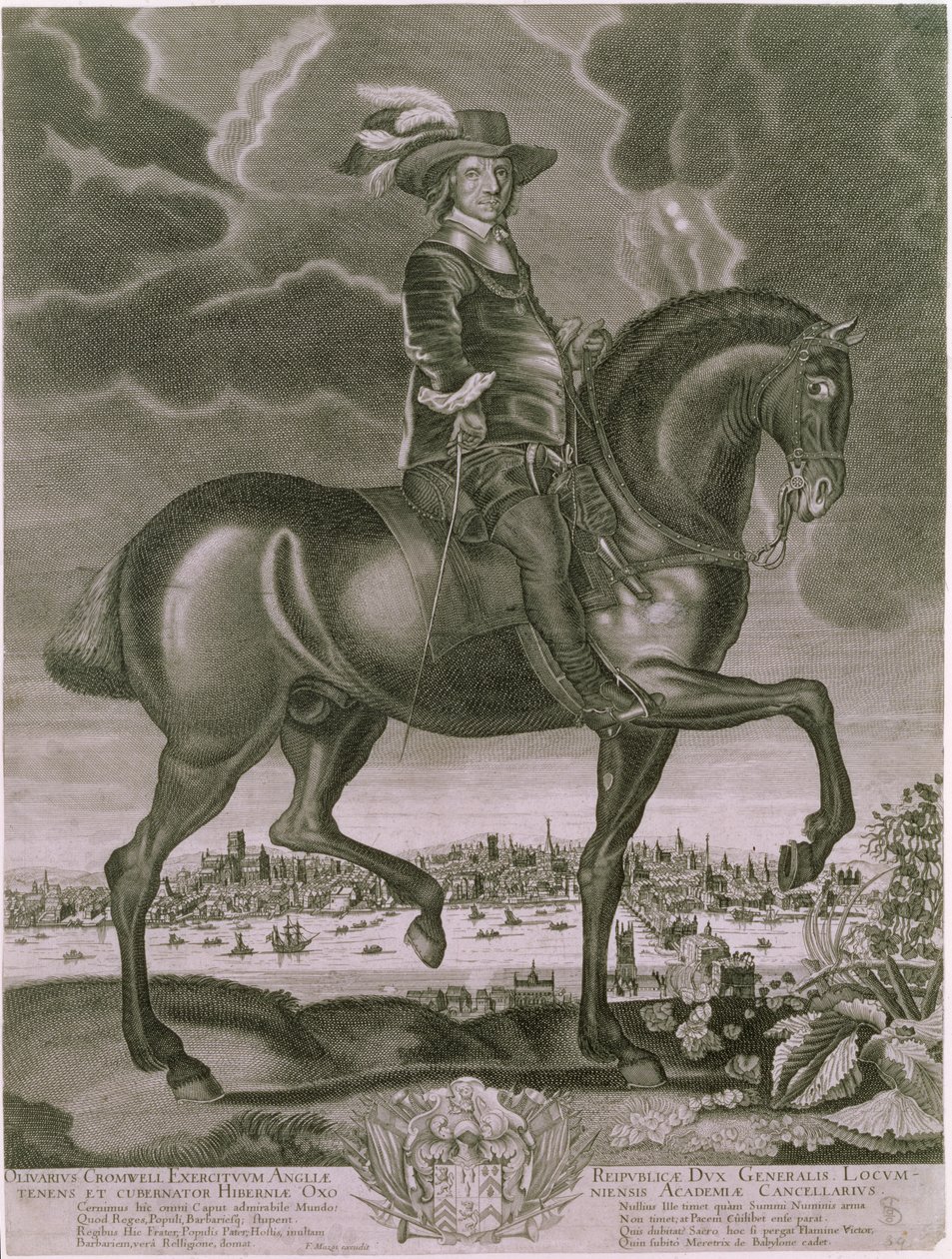 Ridsporträtt av Oliver Cromwell (1599-1658) ca 1655 av Albert Haelwegh
