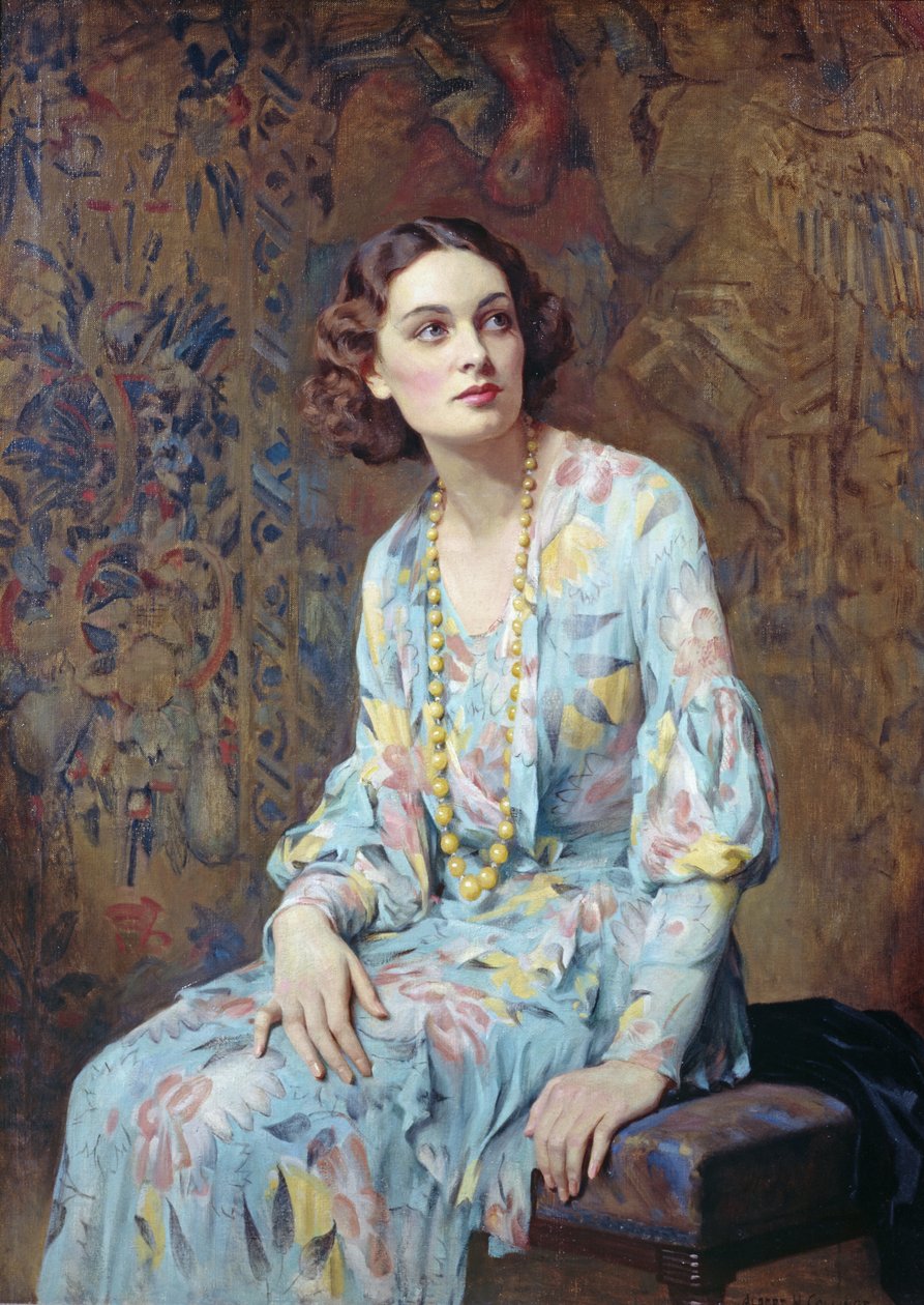 Porträtt av en dam (olja på duk) av Albert Henry Collings
