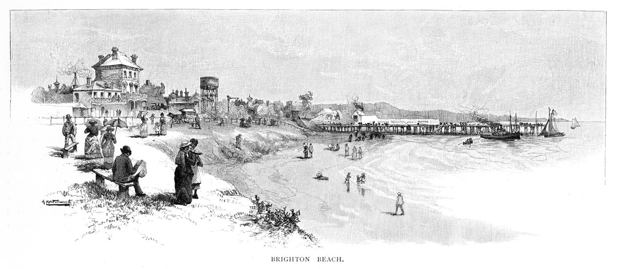 Brighton Beach, Melbourne, Victoria, Australien, 1886. av Albert Henry Fullwood