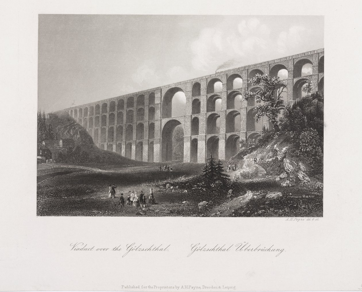 Viadukt över Golzschthal, Sachsen, c.1840 av Albert Henry Payne