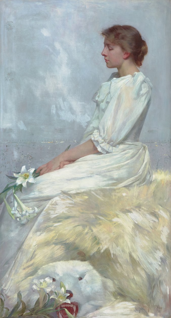 Porträtt av Bessie (Miss Elizabeth Newton) 1892 (olja på duk) av Albert Herter