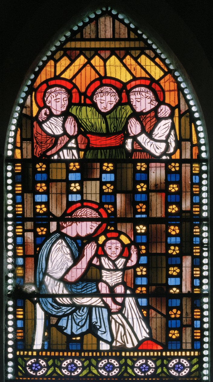 Madonna och barn, 1862 (målat glas) av Albert Joseph Moore