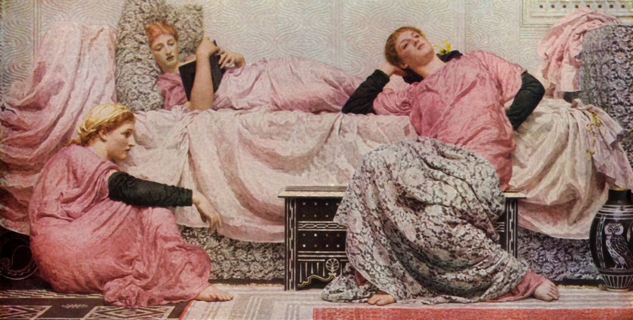Högläsning, 1884, 1936. av Albert Joseph Moore