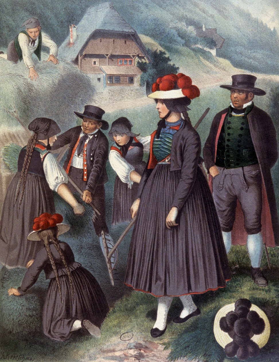 Bönder i Badens omgivning, ca 1860 (gravyr) av Albert Kretschmer