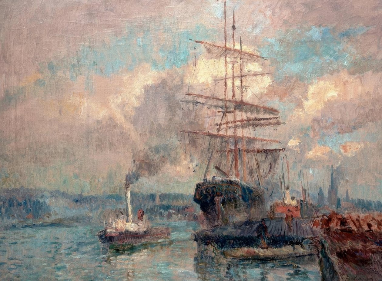 I hamnen i Rouen av Albert Lebourg