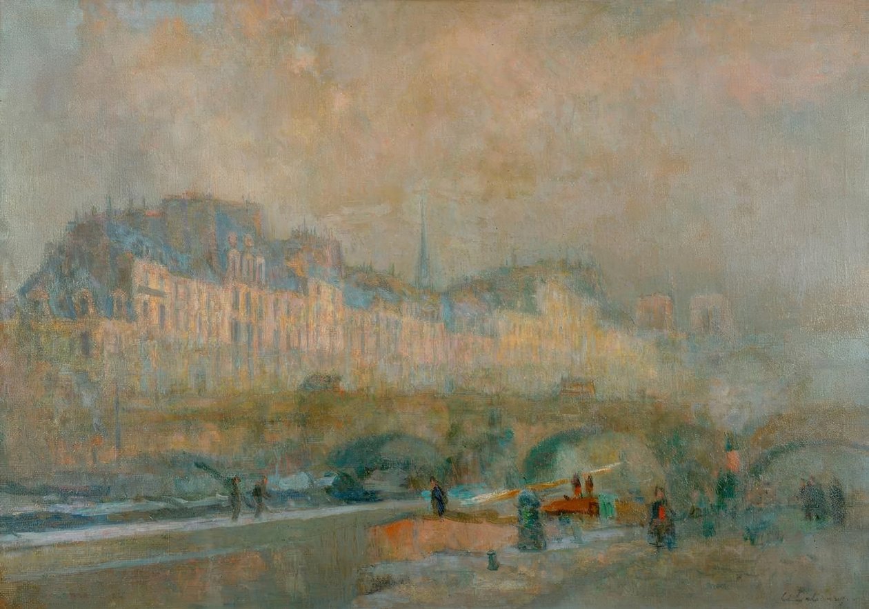 Paris, slussen vid La Monnaie; Vintersol eller utsikt över Po av Albert Lebourg
