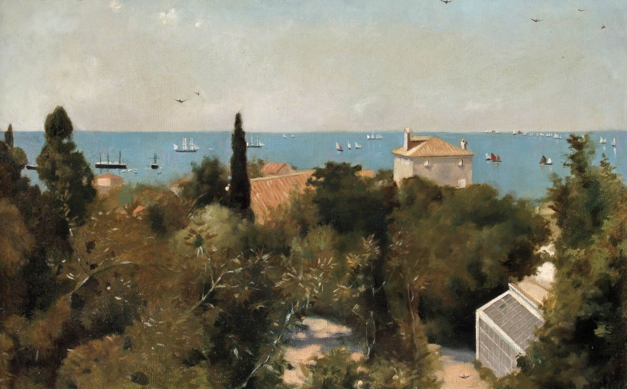 Utsikt över kusten, Trieste, ca 1889 av Albert Letchford