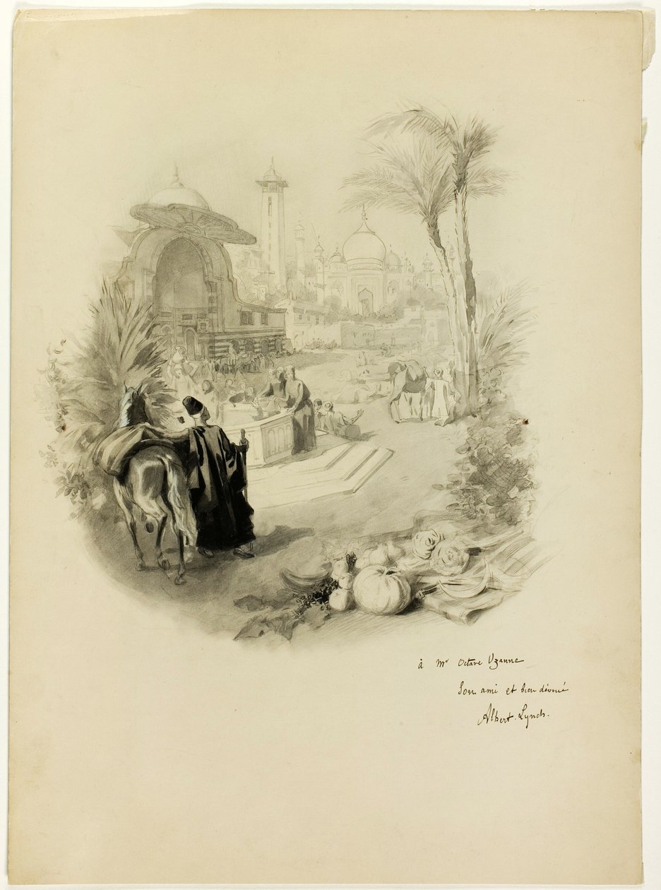 Studie för illustration för Aline, drottning av Golconda av Albert Lynch
