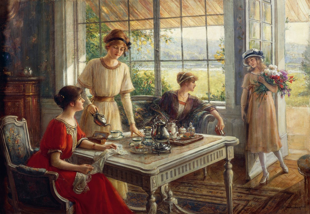 Kvinnor som dricker te, av Albert Lynch (1851-1912) av Albert Lynch
