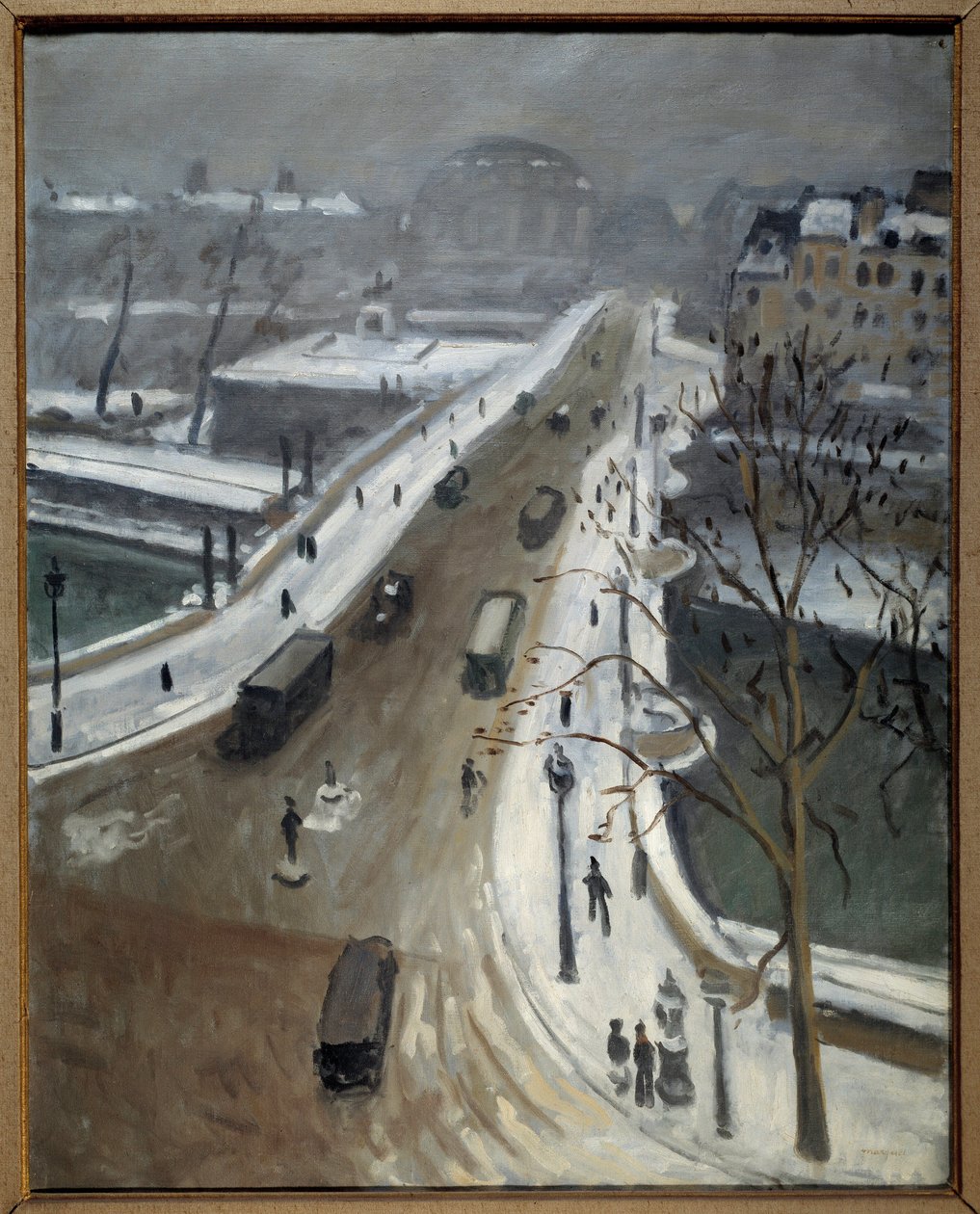 Bridge Neuf i Paris under snön 1938 (olja på duk) av Albert Marquet
