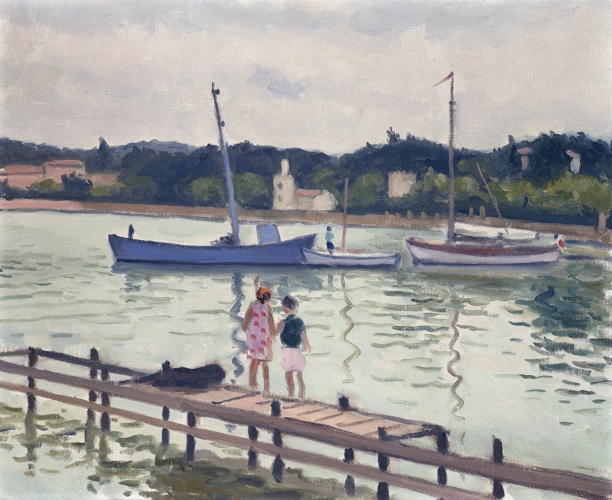 Barn och segelbåtar; Barn i Porquerolles av Albert Marquet