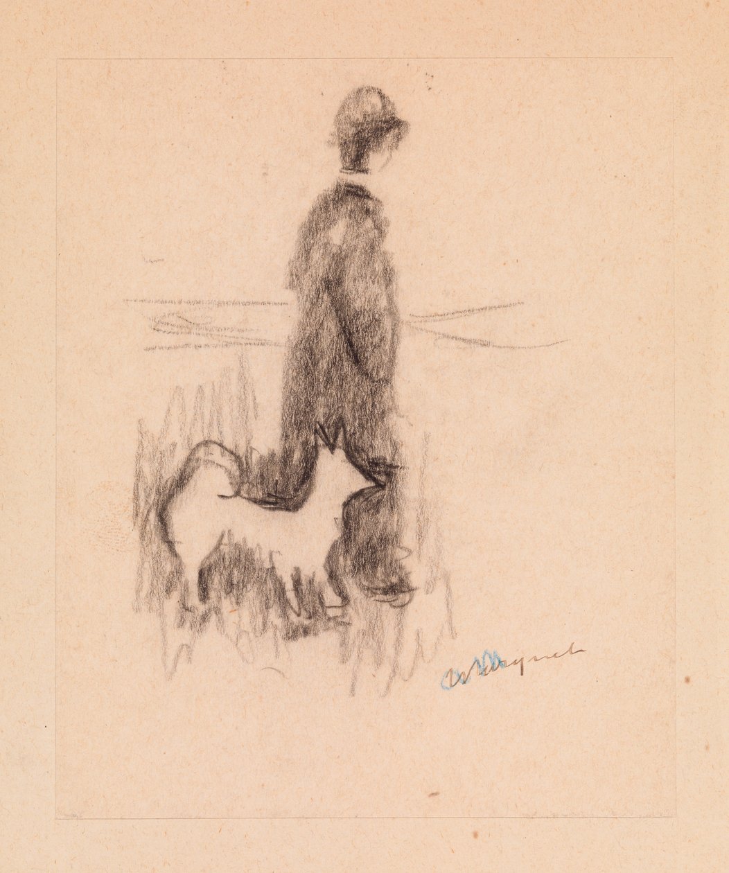 Figur med en hund (ritning på papper) av Albert Marquet