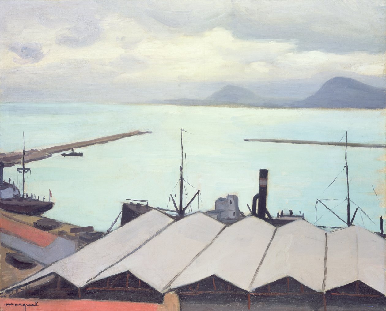 Hangarer i Port de Bougie, Algeriet av Albert Marquet