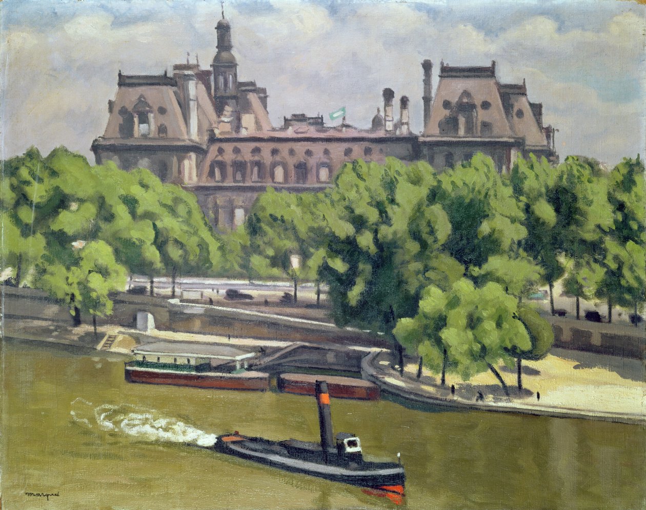 Hotel de Ville och Seine, Paris av Albert Marquet
