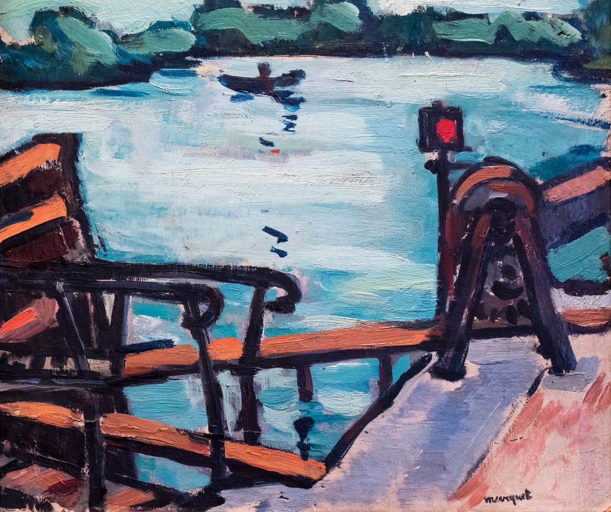 Landskap, detalj, mellan 1903-1927 (olja på kartong) av Albert Marquet
