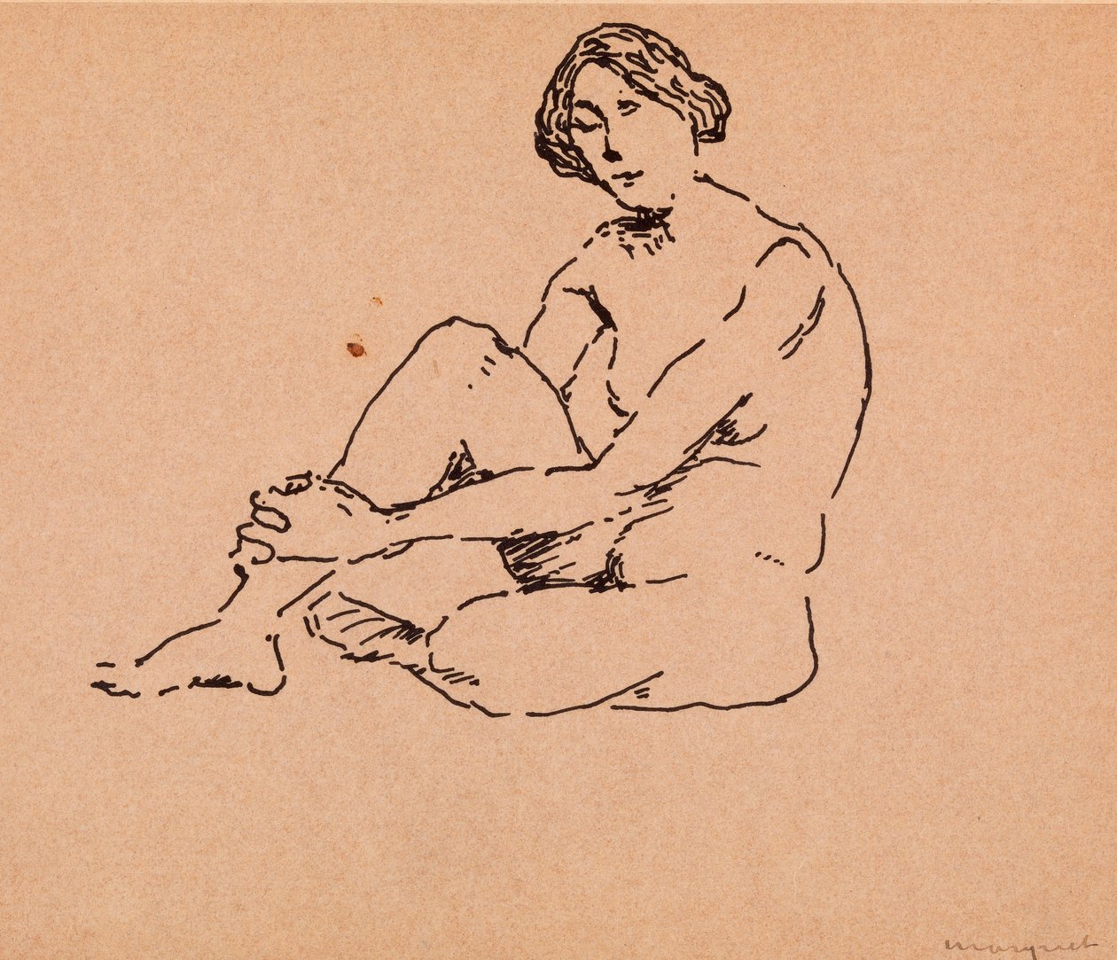 Naken sittande (penna och bläck på papper) av Albert Marquet