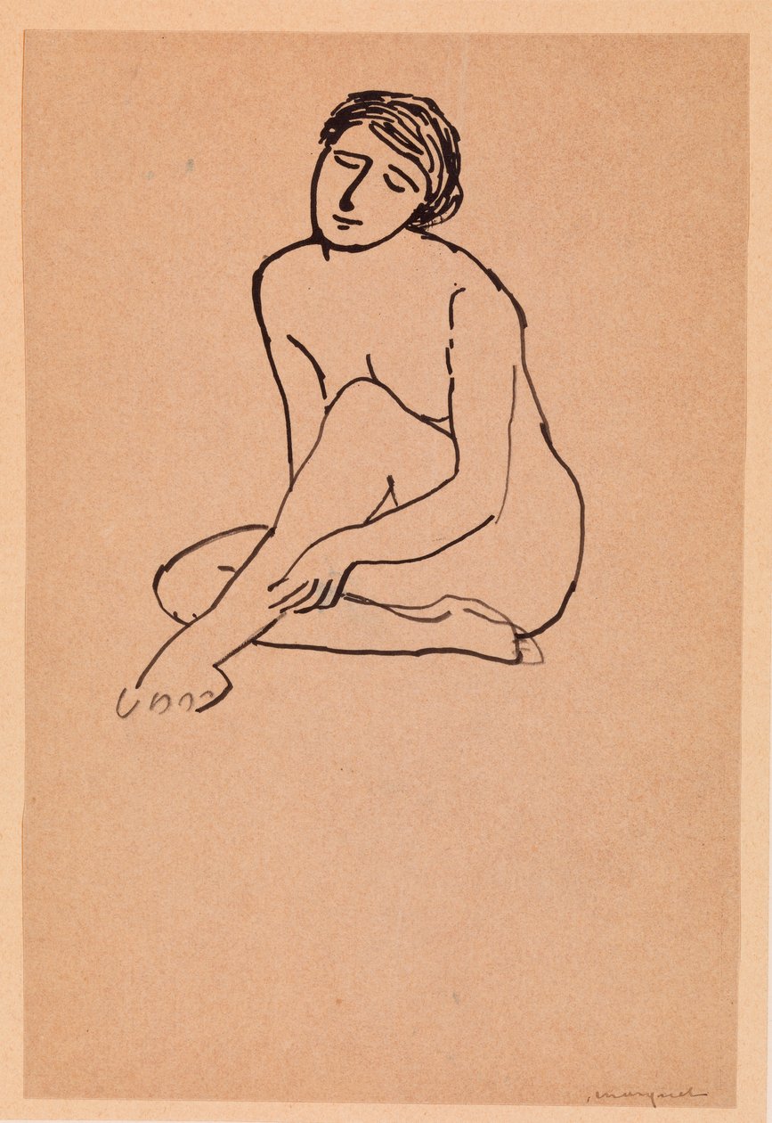 Naken kvinna sitter (penna och bläck på papper) av Albert Marquet