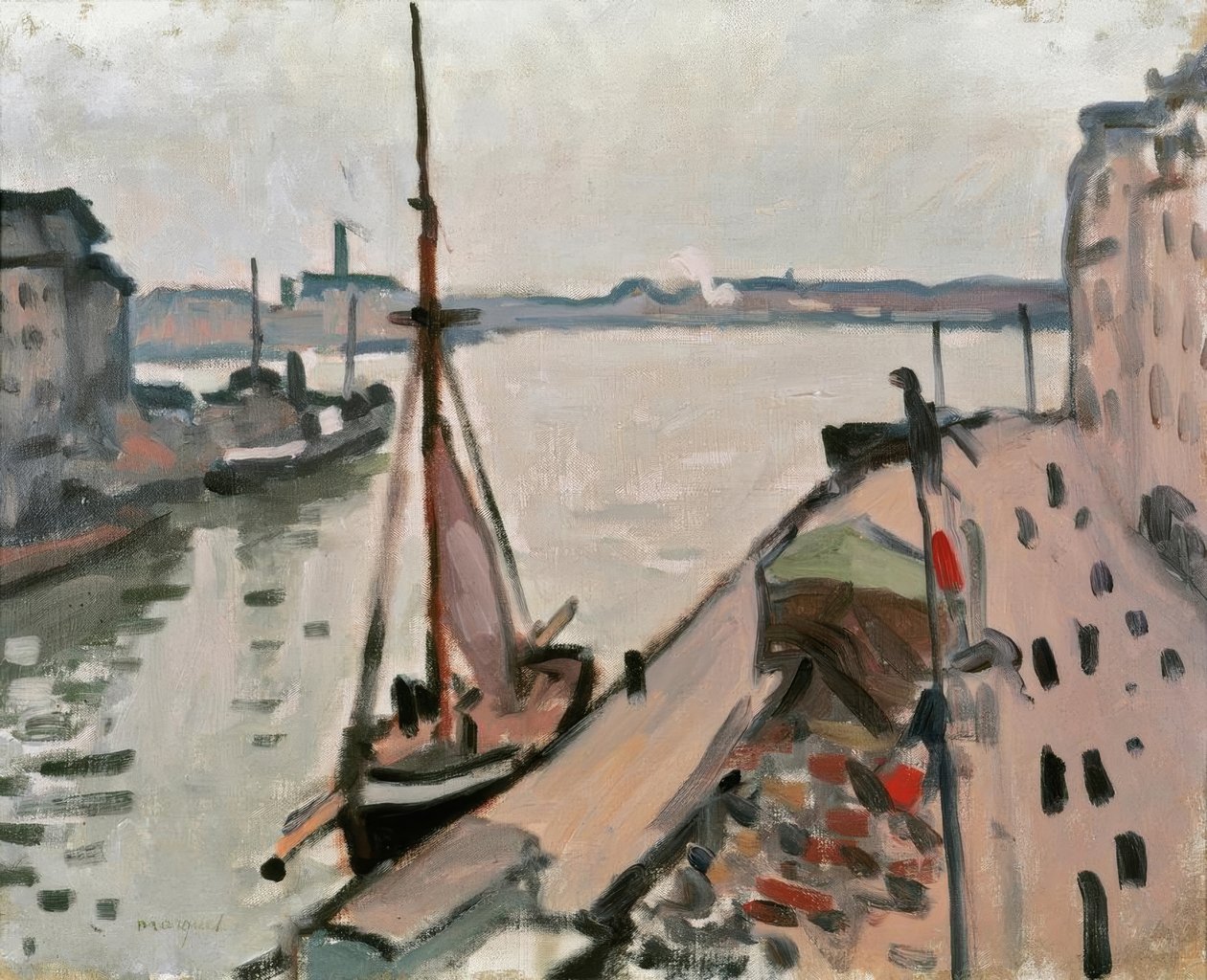 Kaj med fiskebåtar av Albert Marquet