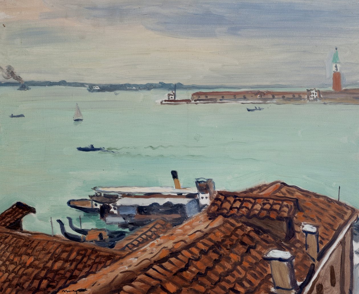 Tak i Venedig (olja på panel) av Albert Marquet