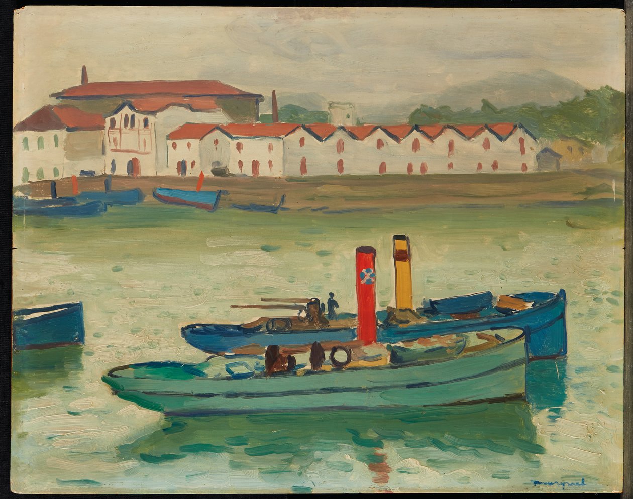 Saint-Jean-de-Luz, fiskebåt (olja på panel) av Albert Marquet