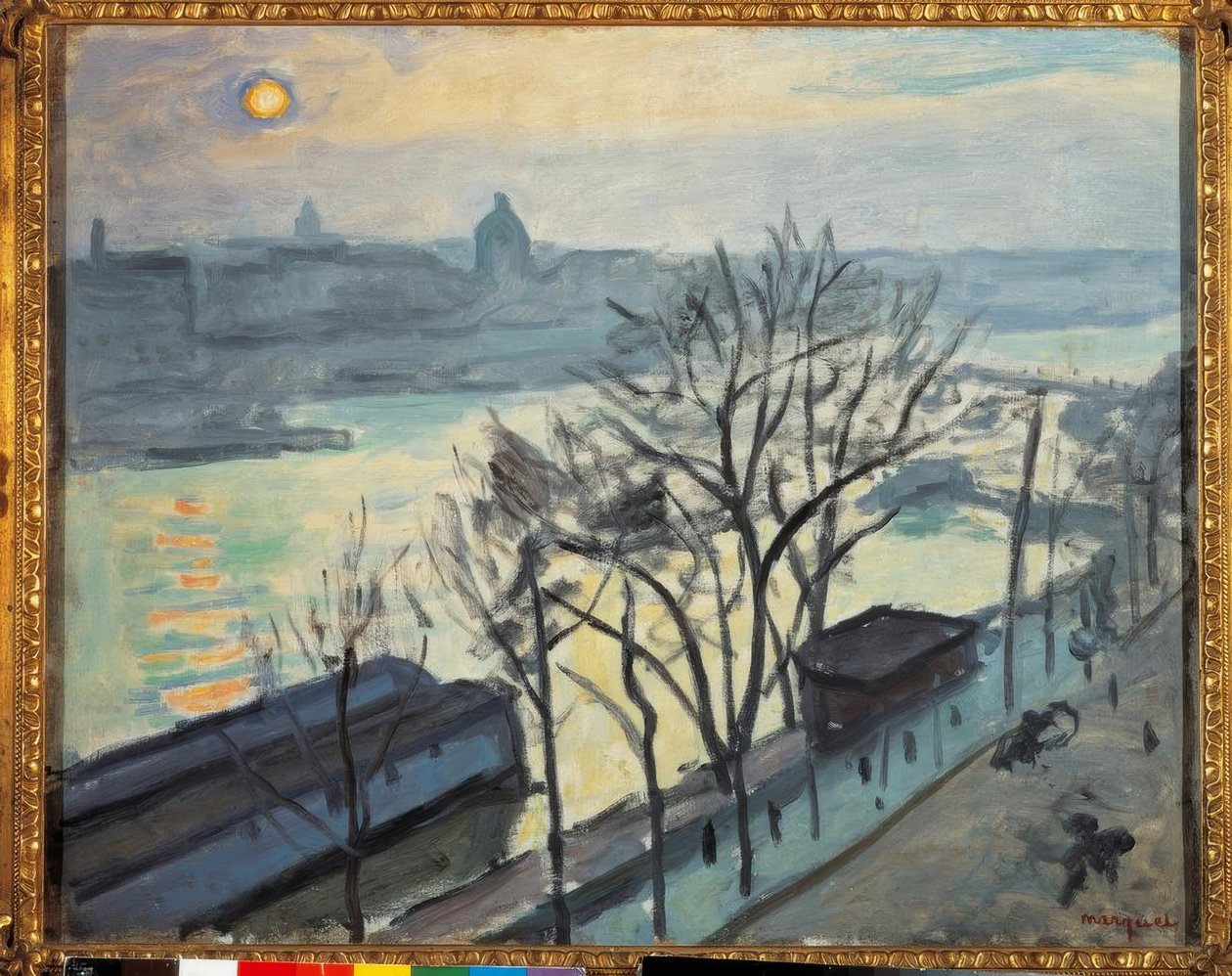 Sol över Paris. Quai du Louvren av Albert Marquet