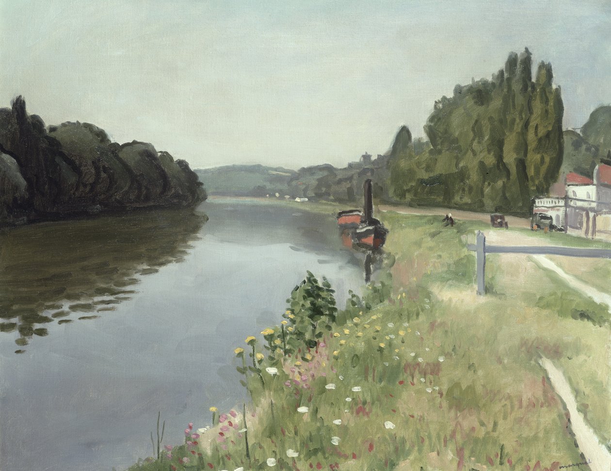 Seines stränder vid Mericourt nära Mantes av Albert Marquet