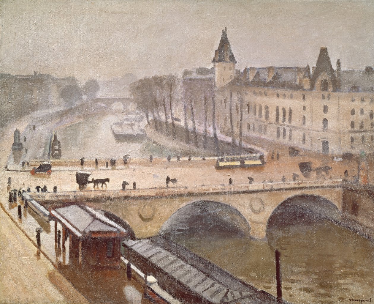 Palais de Justice och Pont au Change, Paris (olja på duk) av Albert Marquet