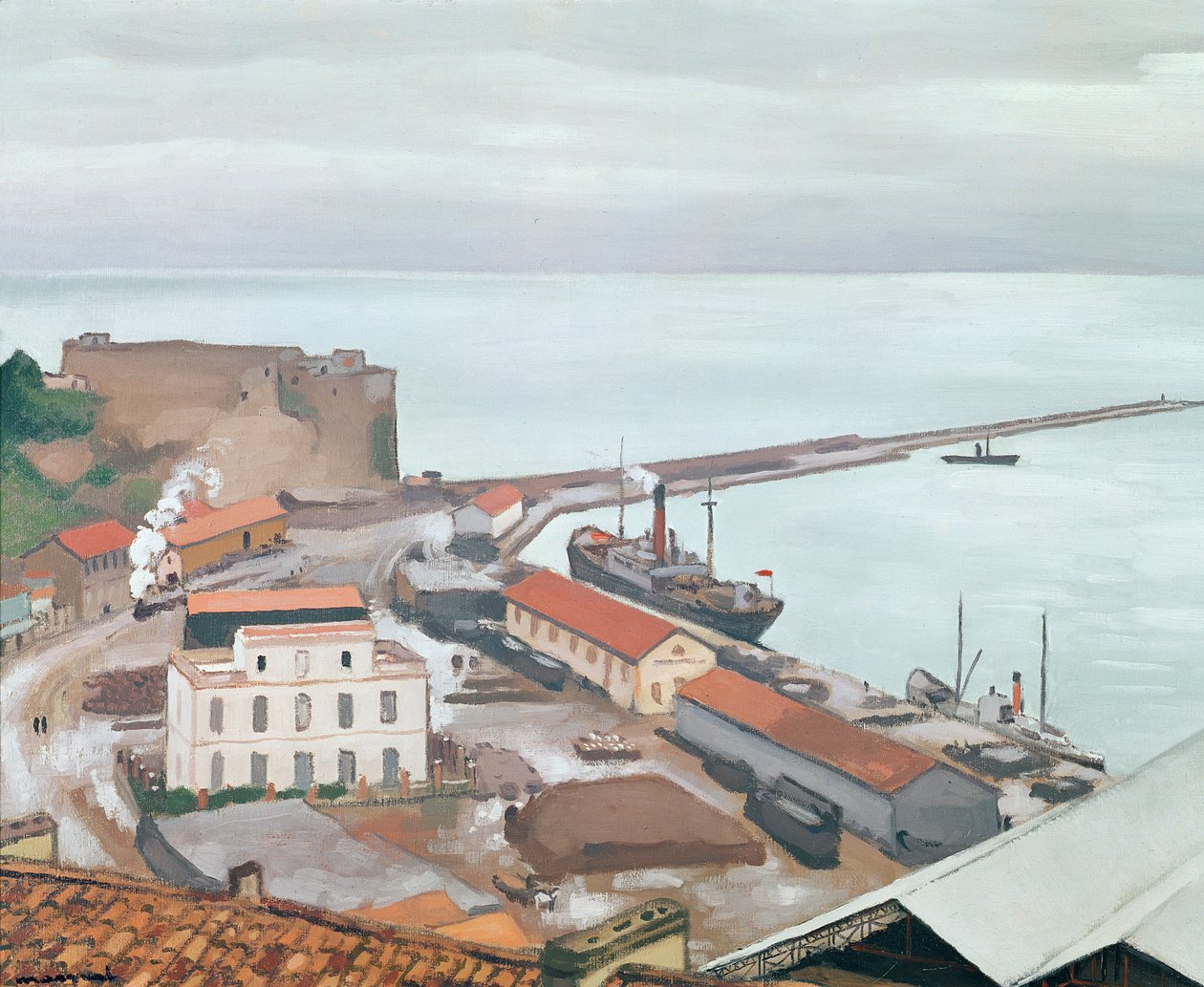 Hamnen i Bougie i grått väder av Albert Marquet