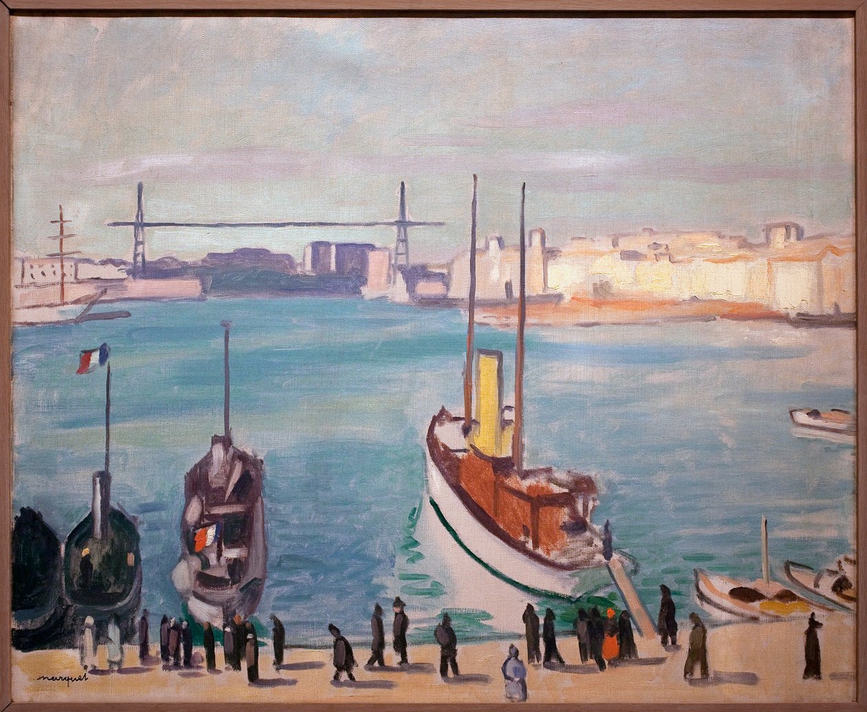 Hamnen i Marseille (Bouche du Rhone) - I bakgrunden kan man se färjebron av Albert Marquet